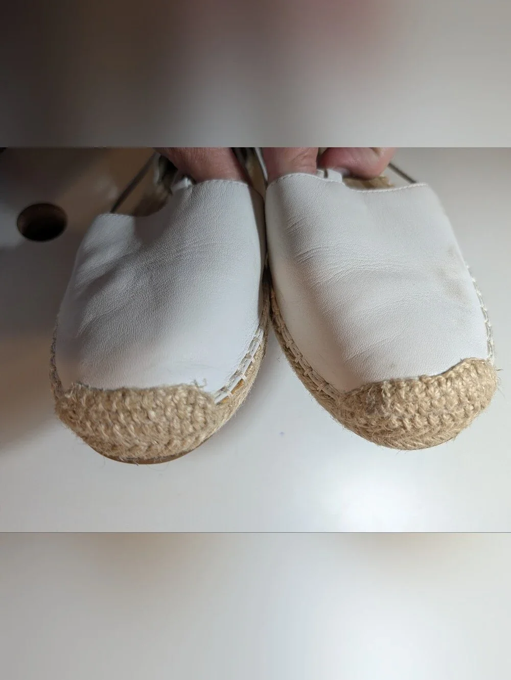 Eileen Fisher Cream Leather Espadrille Slingback Flats Size 7.5